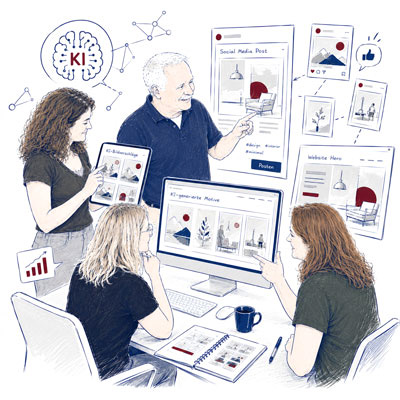 Werbeagentur Beck Skizze eines Teammeetings zur Bildauswahl