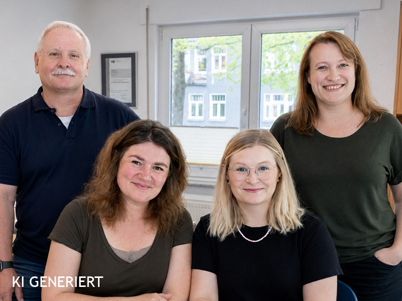 Teamfoto der Werbeagentur Beck als Beispiel für KI generiertes Deepfake aus Einzelbildern
