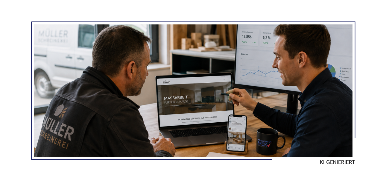 Beratung eines Handwerkers zum Thema Online-Marketing
