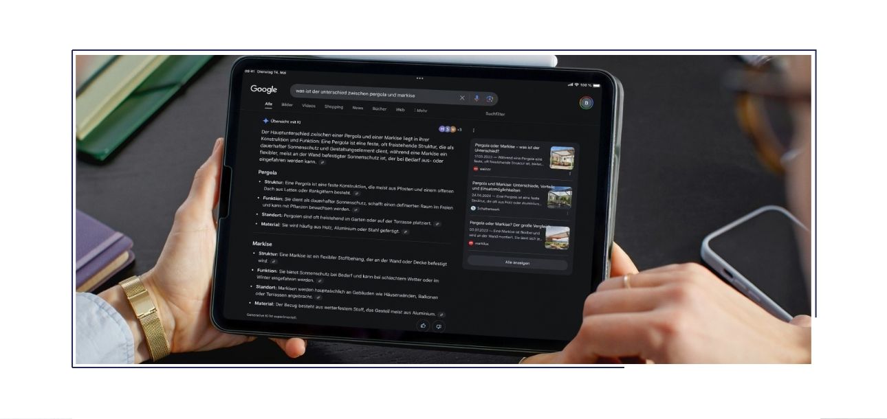 Tablet mit Google Suchergebnis