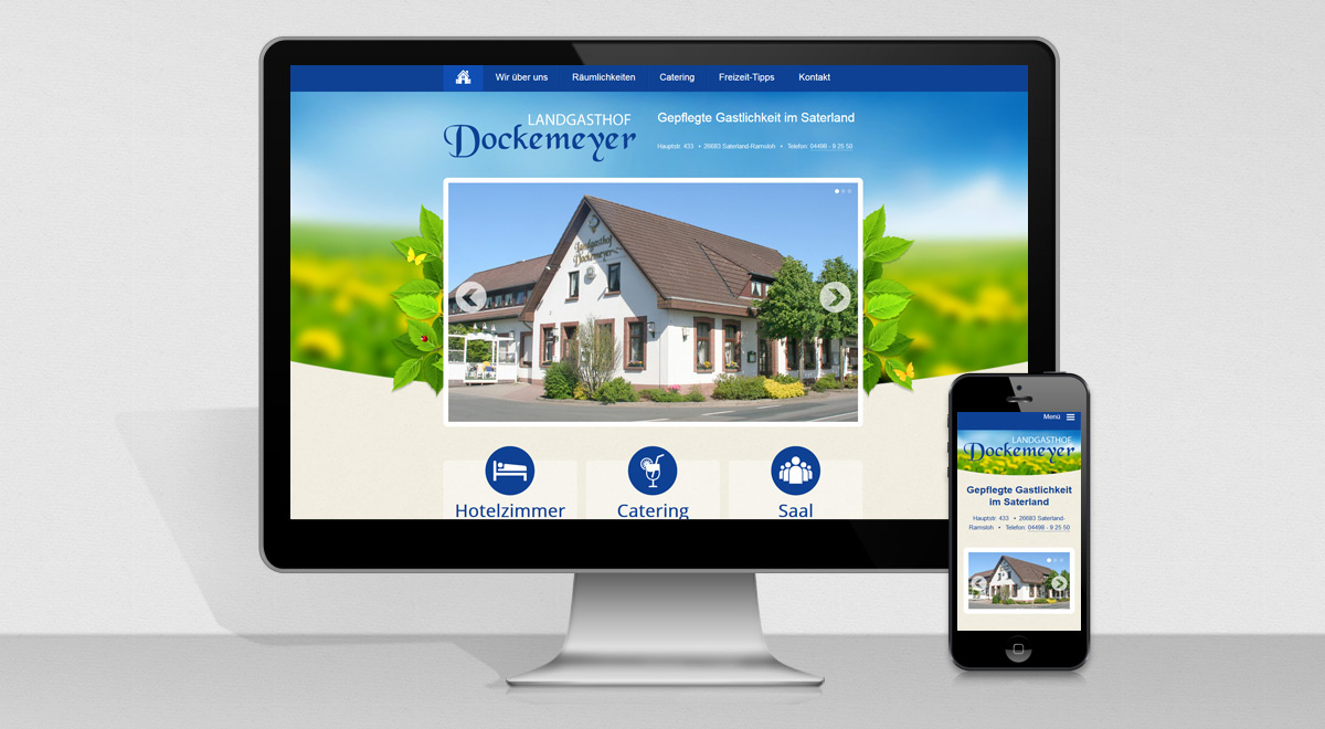 Bildschirm mit Webseite vom Landgasthof Dockmeyer